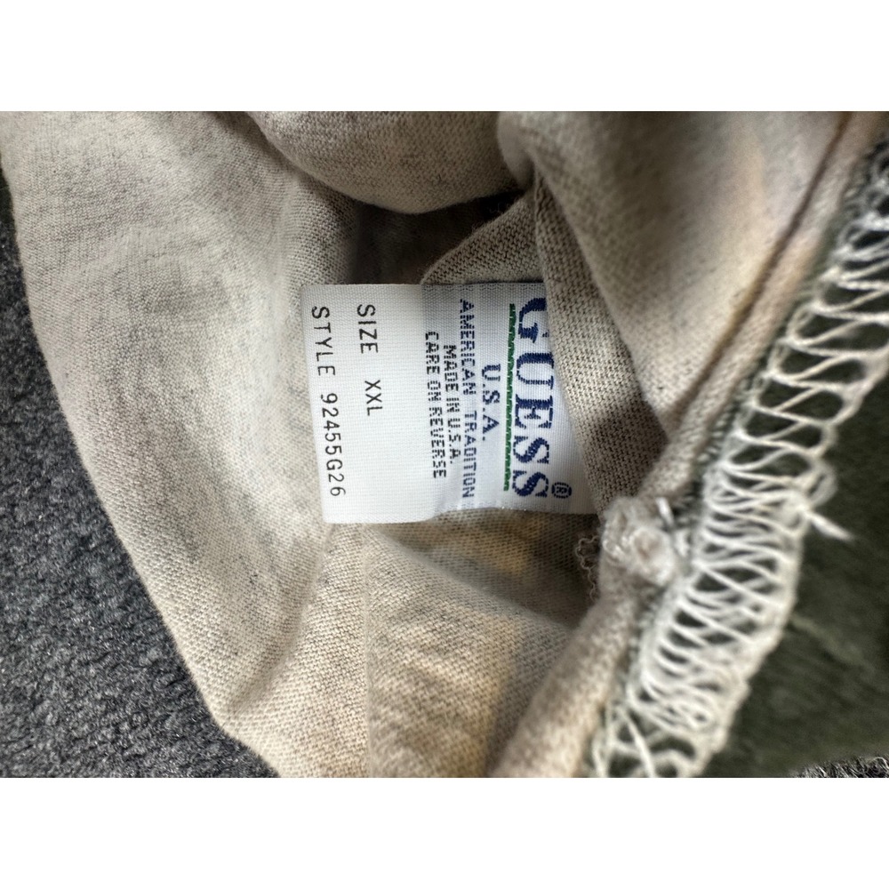Vintage GUESS Jeans USA Striped Long Sleeve Shirt XXL Tan Green Embroidered Logo - Picture 4 of 7